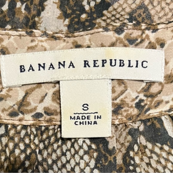 Banana Republic Women Small Blouse Snake Python
Print Brown Black Sheer - Picture 3 of 5